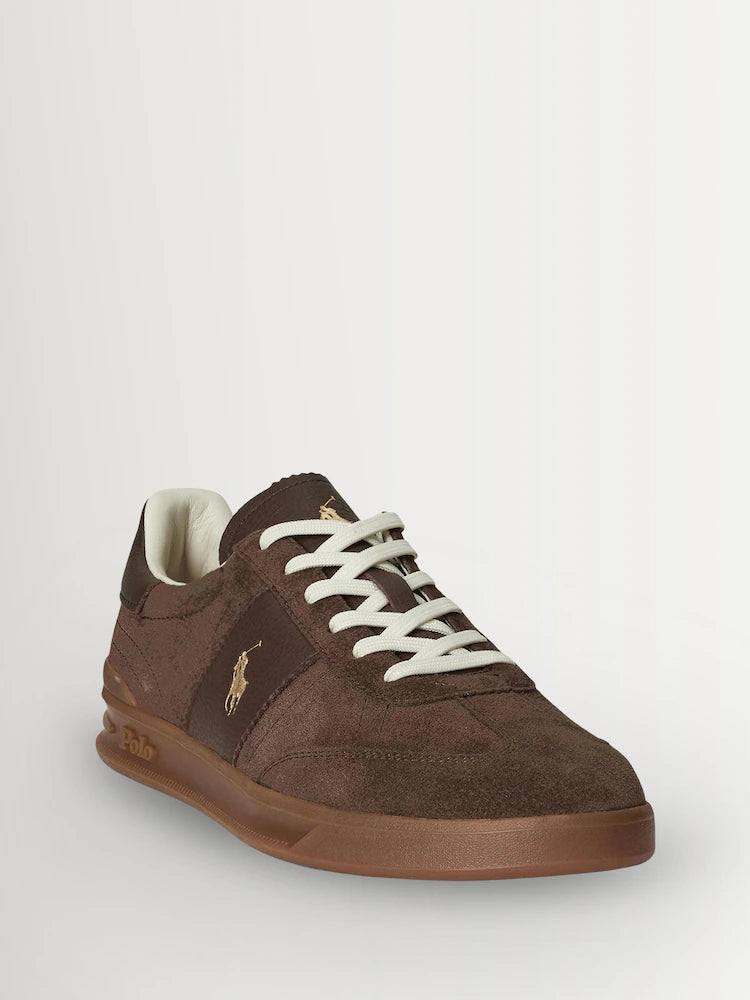 Polo Ralph Lauren Heritage Aera Leather/Suede Trainers-Brown