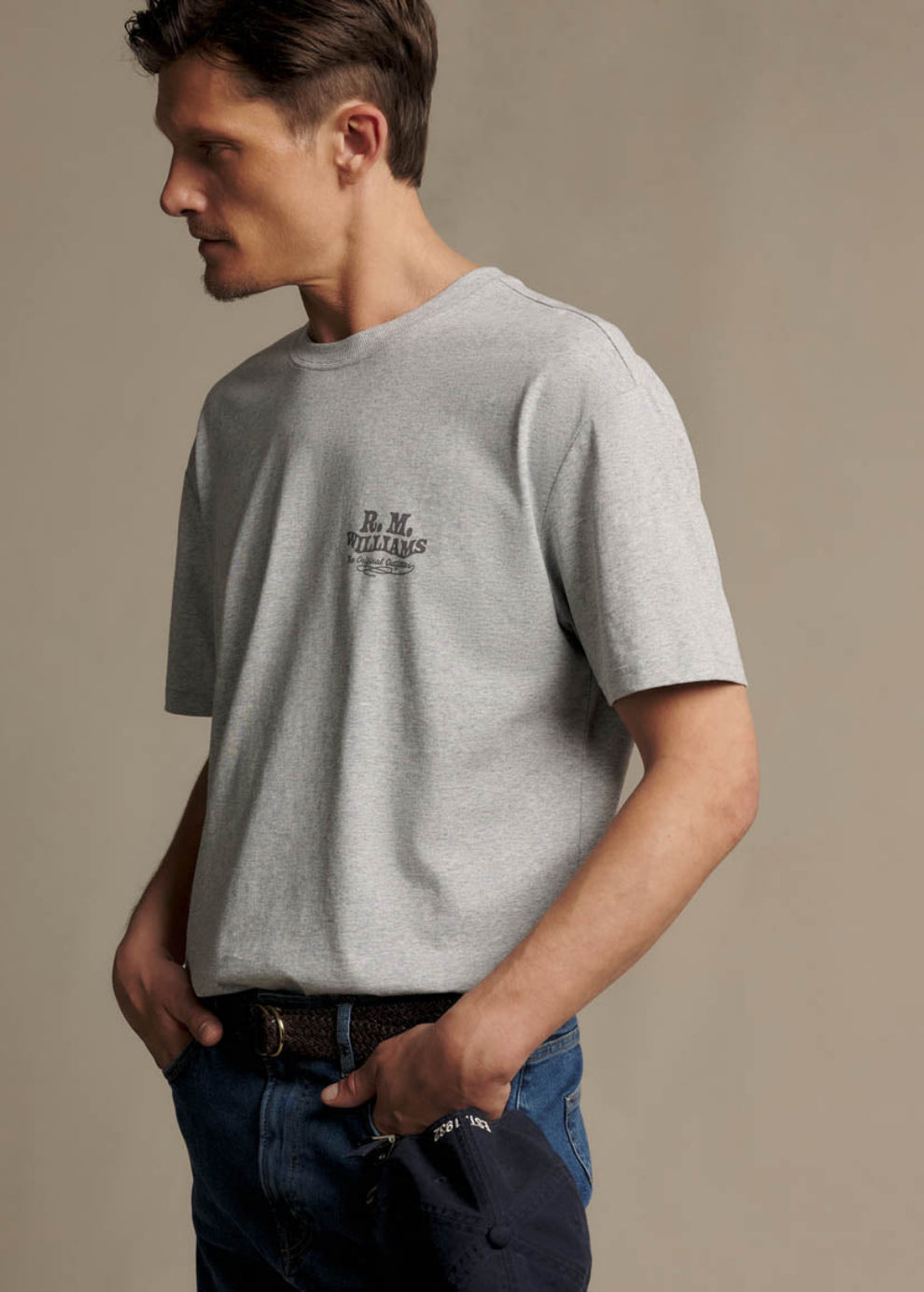 RM Williams Kandos T-Shirt-Grey Marle