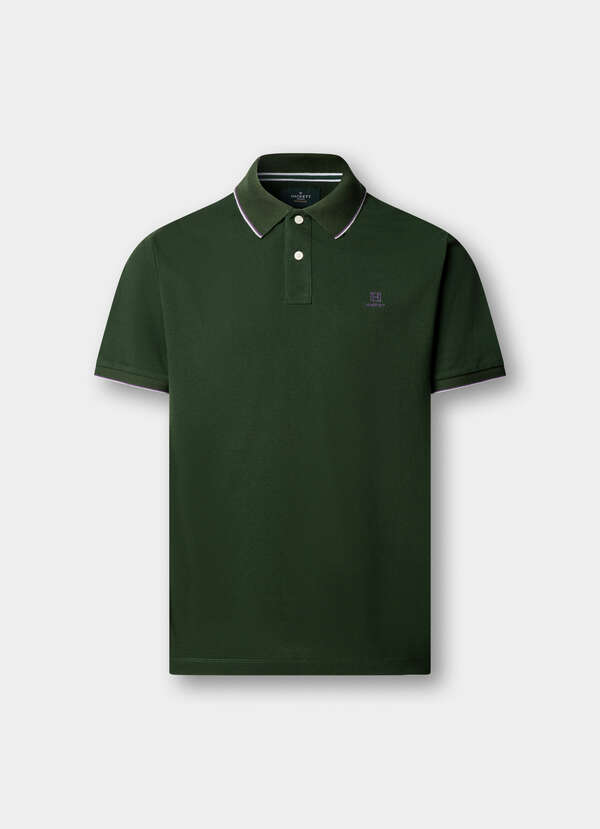 Hackett Heritage Classic Fit Tipped Polo Shirt-Rugby Green