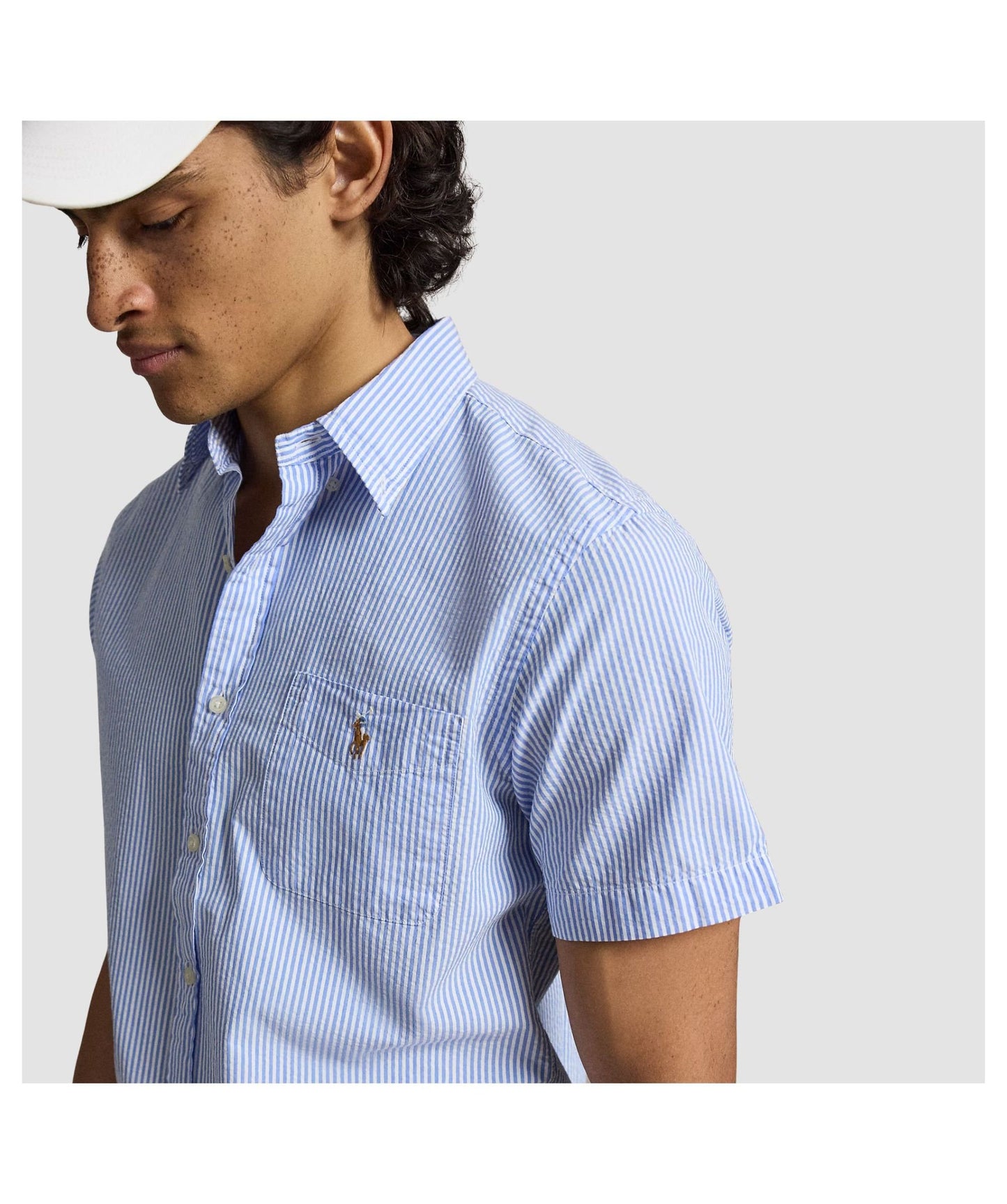 Polo Ralph Lauren Prepster Custom Fit Seersucker Shirt-Blue/White