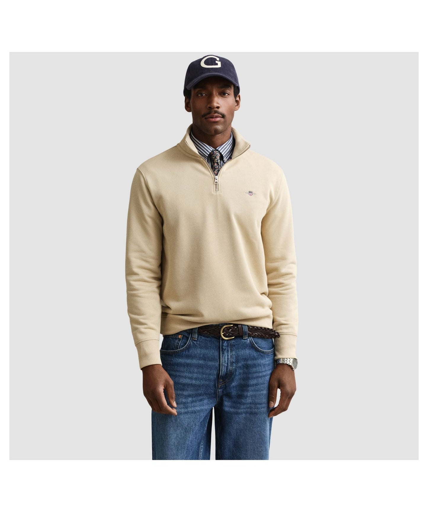 GANT Shield Half-Zip Sweatshirt - Oat Beige