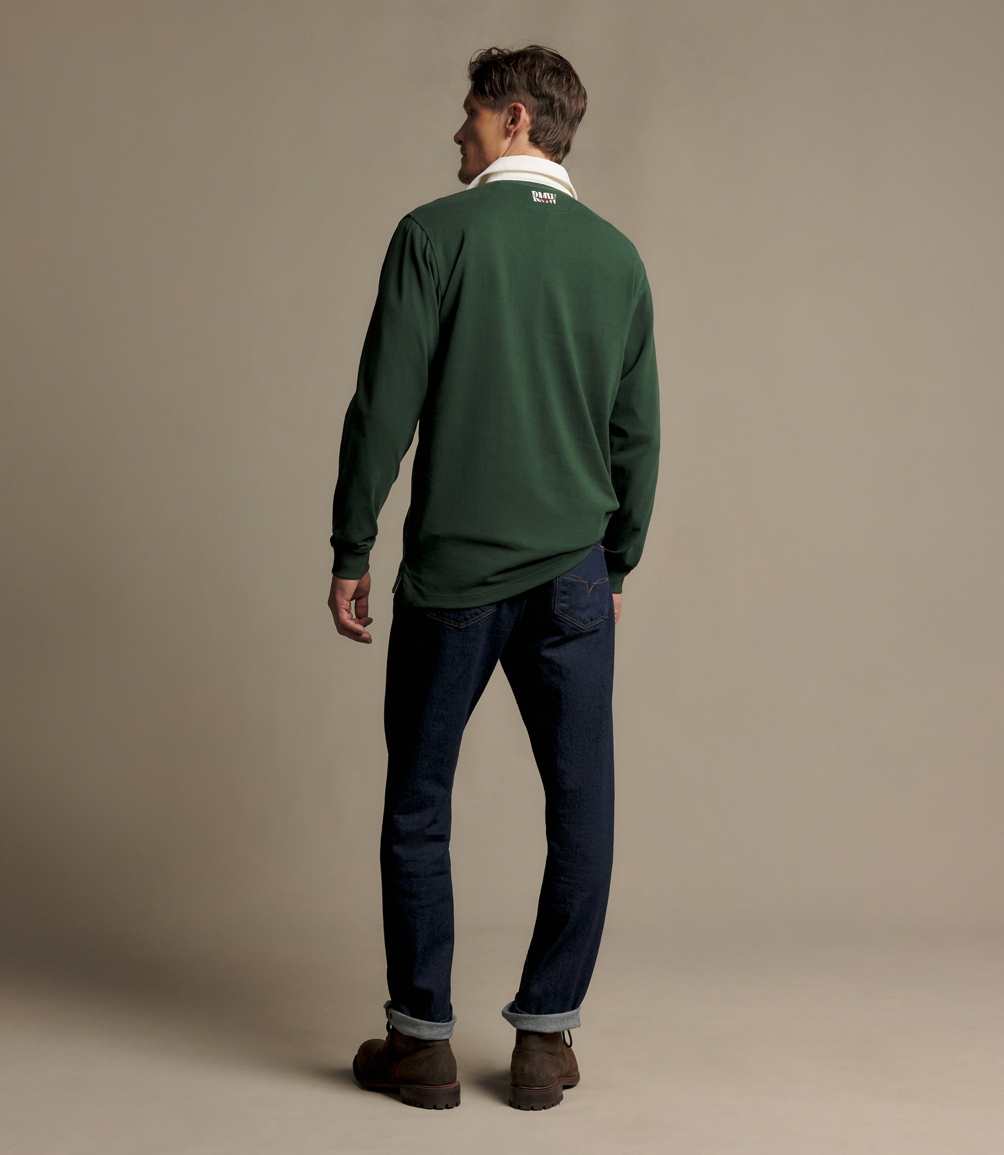 RM Williams Classic R.M.W Panel Rugby Shirt-Pine