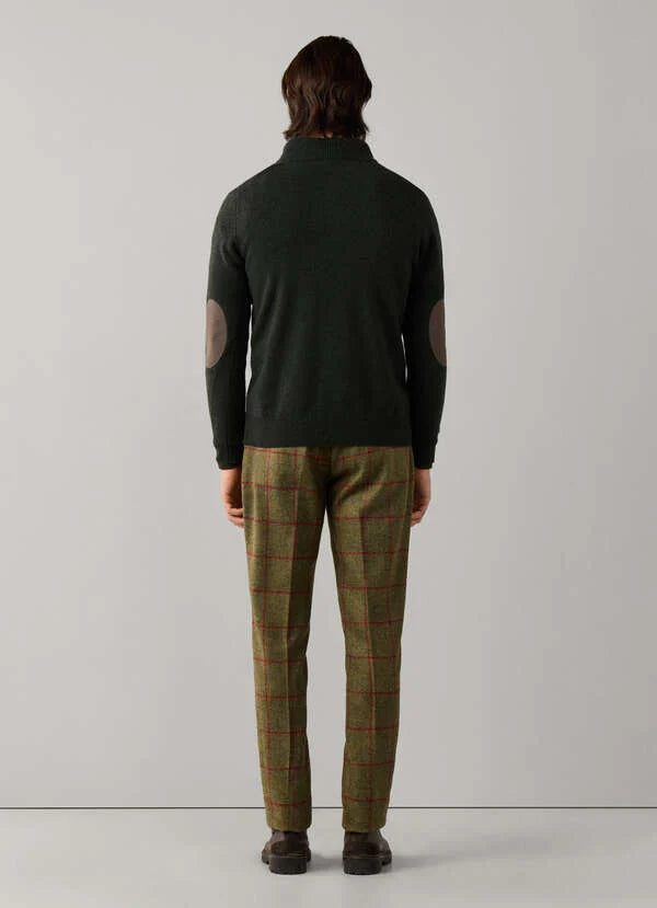 Hackett London Lambswool Quarter Zip Jumper-Hunter Green