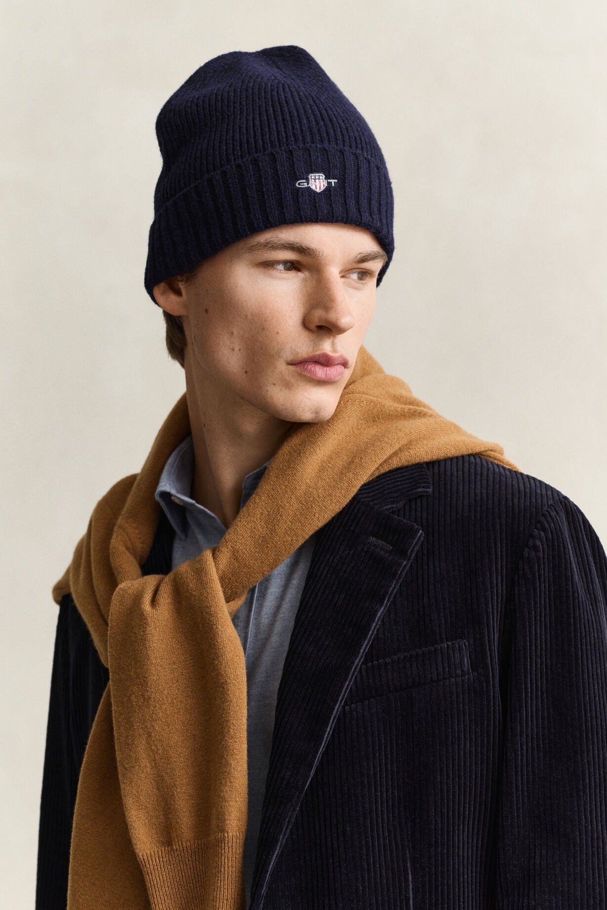 GANT Shield Wool Lined Beanie-Marine Navy