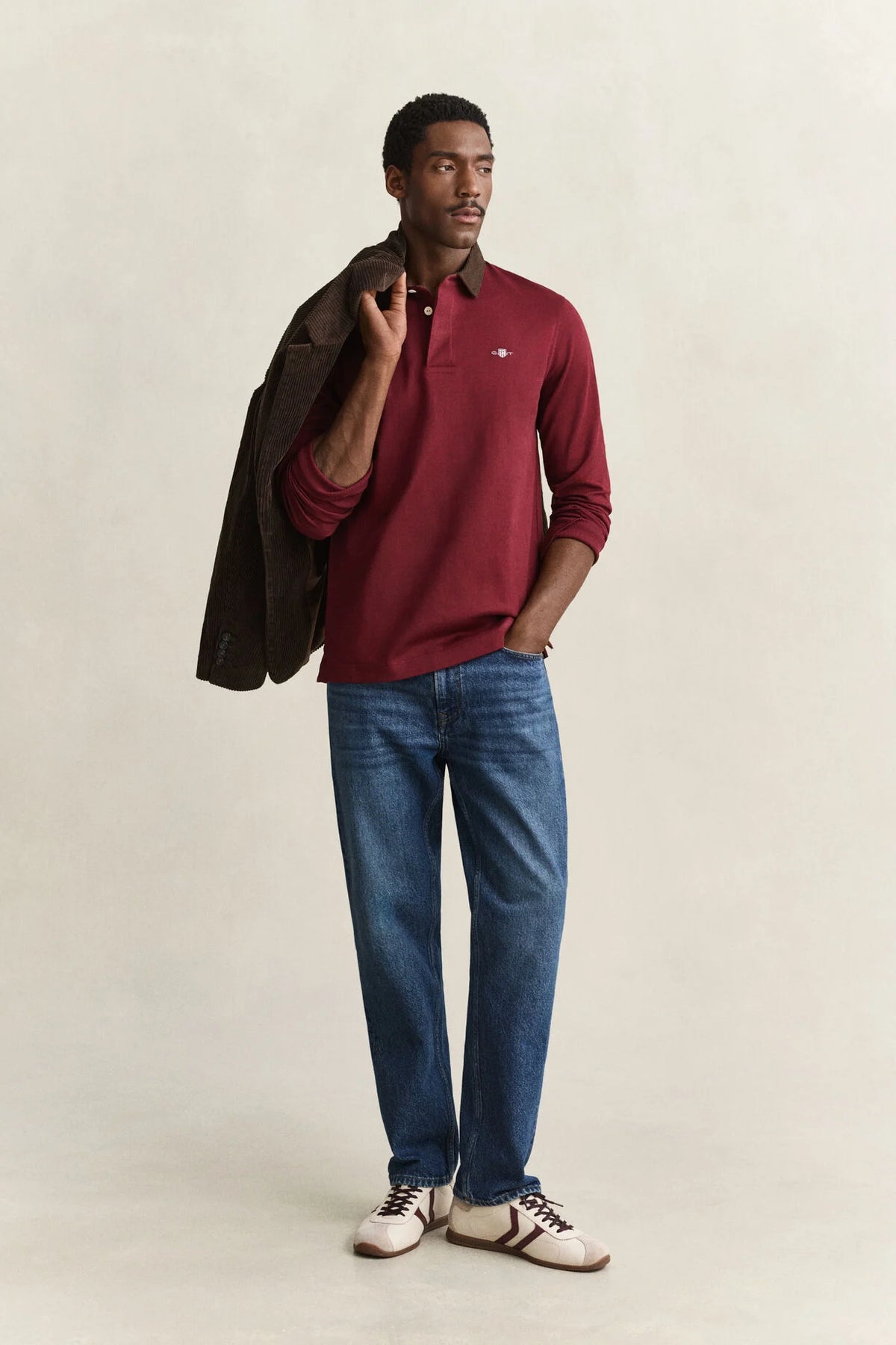 GANT Reg Fit Corduroy Collar Rugger-Deep Grape Wine