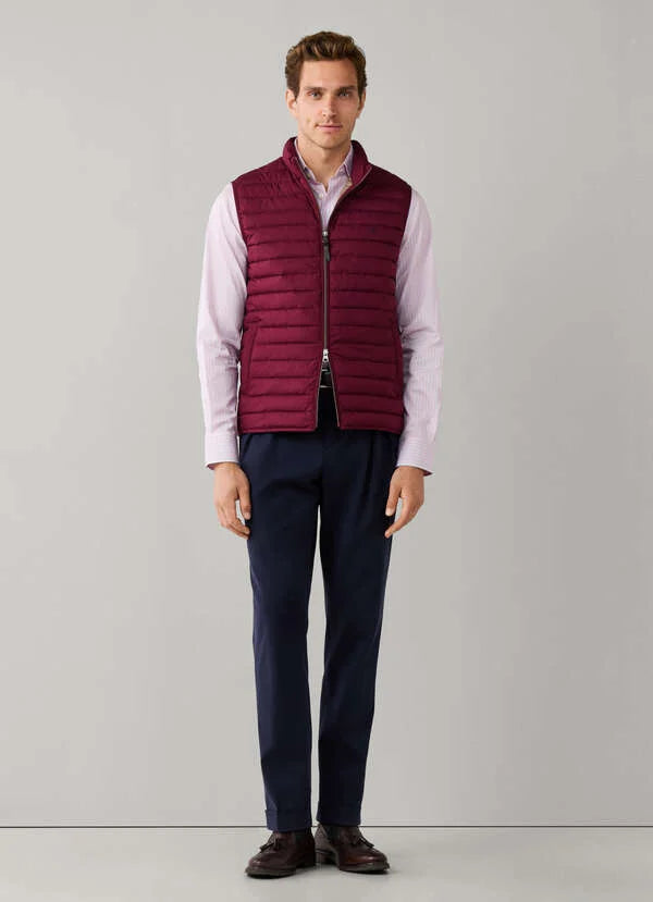 Hackett London Ultra Lightweight Gilet-Oxblood Red