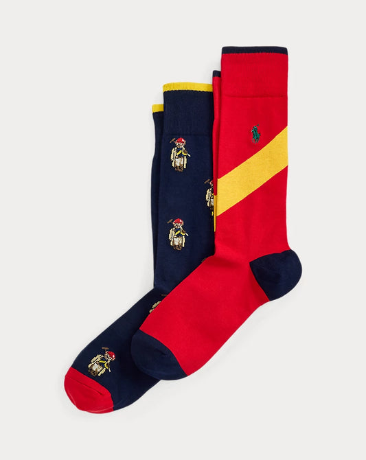 Polo Ralph Lauren Polo Bear Trouser Socks 2-Pack- Navy/Red