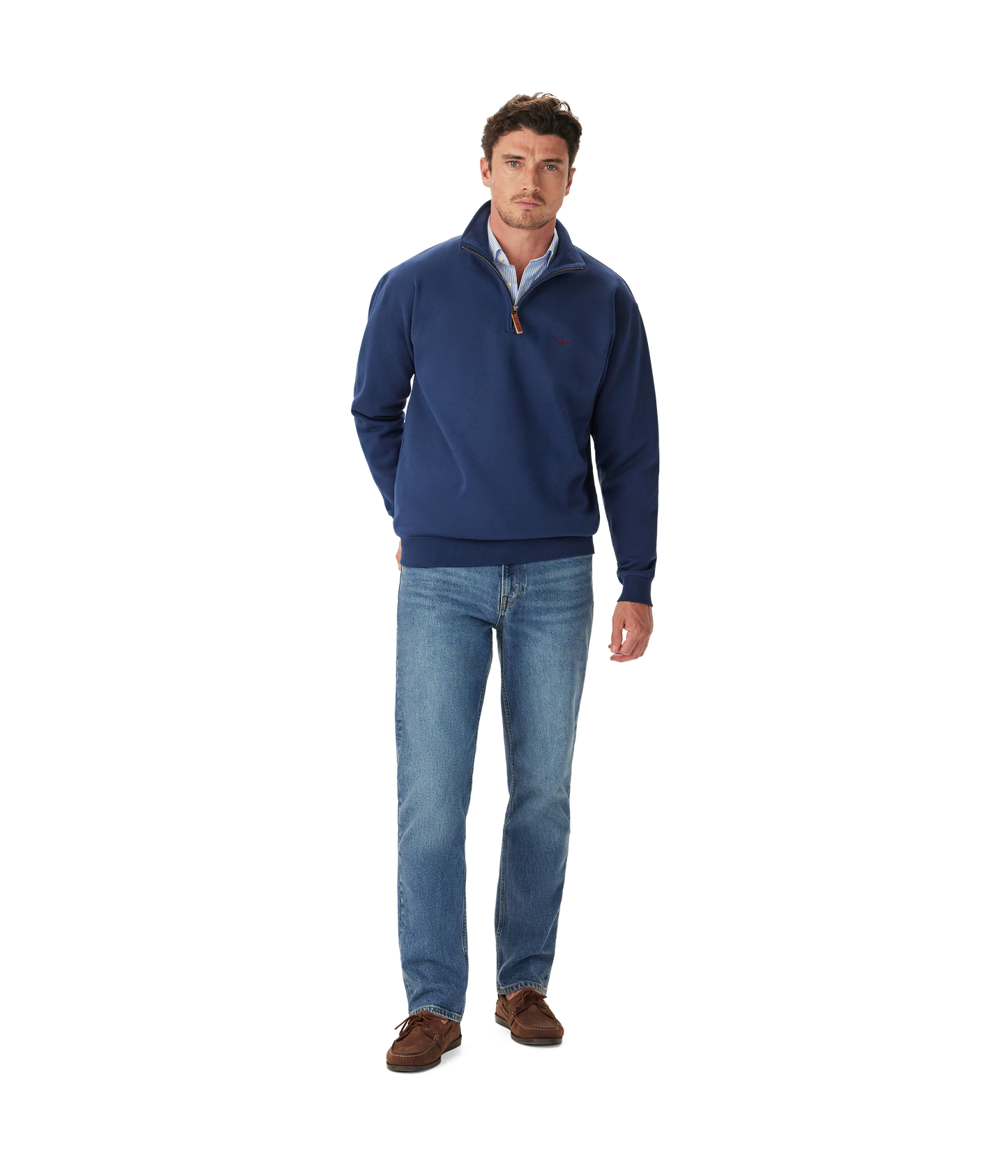RM Williams 1/4 Zip Mulyungarie Fleece Sweatshirt-Vintage Blue