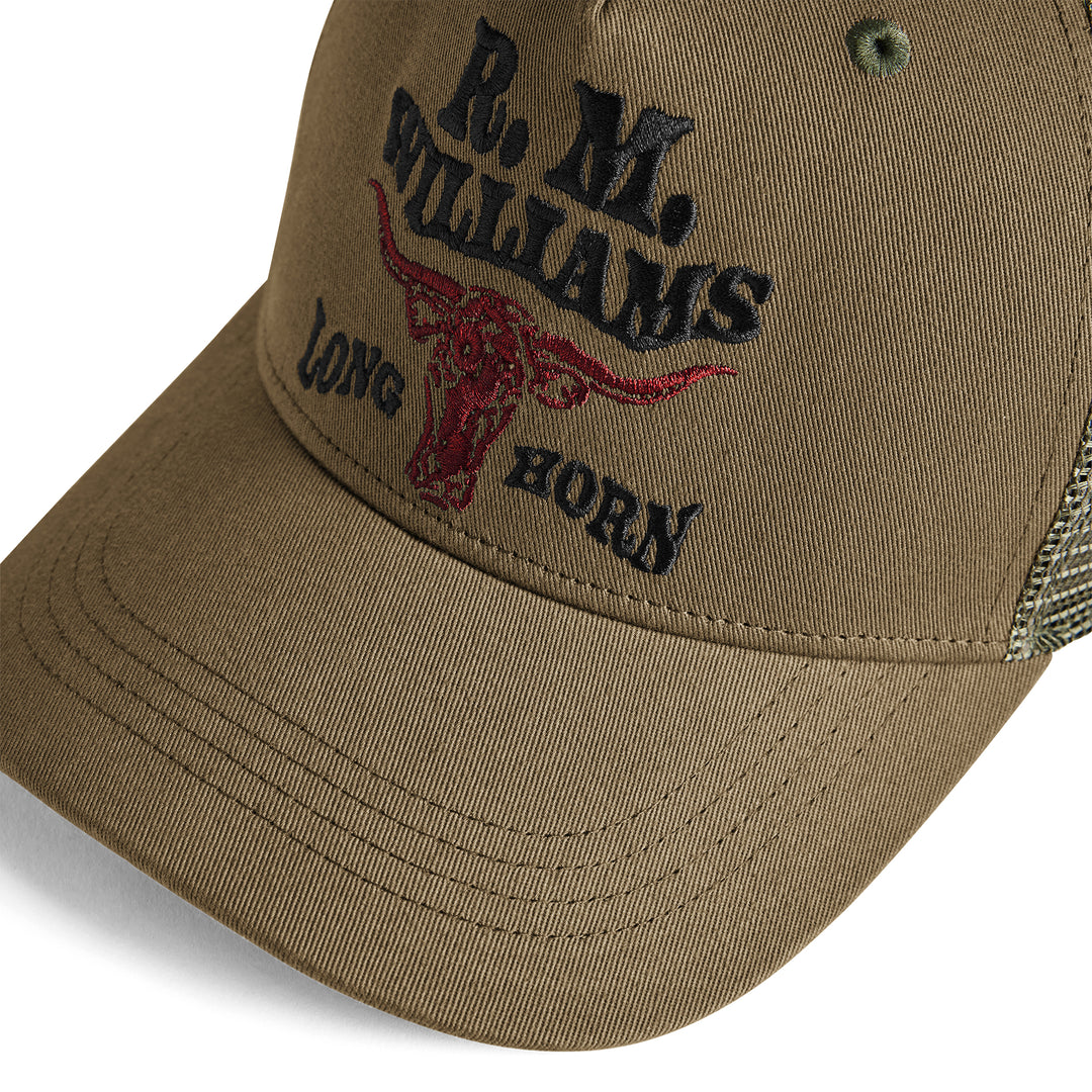 RM Williams RMW Longhorn Trucker Cap-Dark Olive