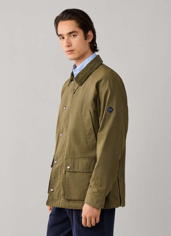 Hackett London Cotton Blend Field Jacket-Olive Green