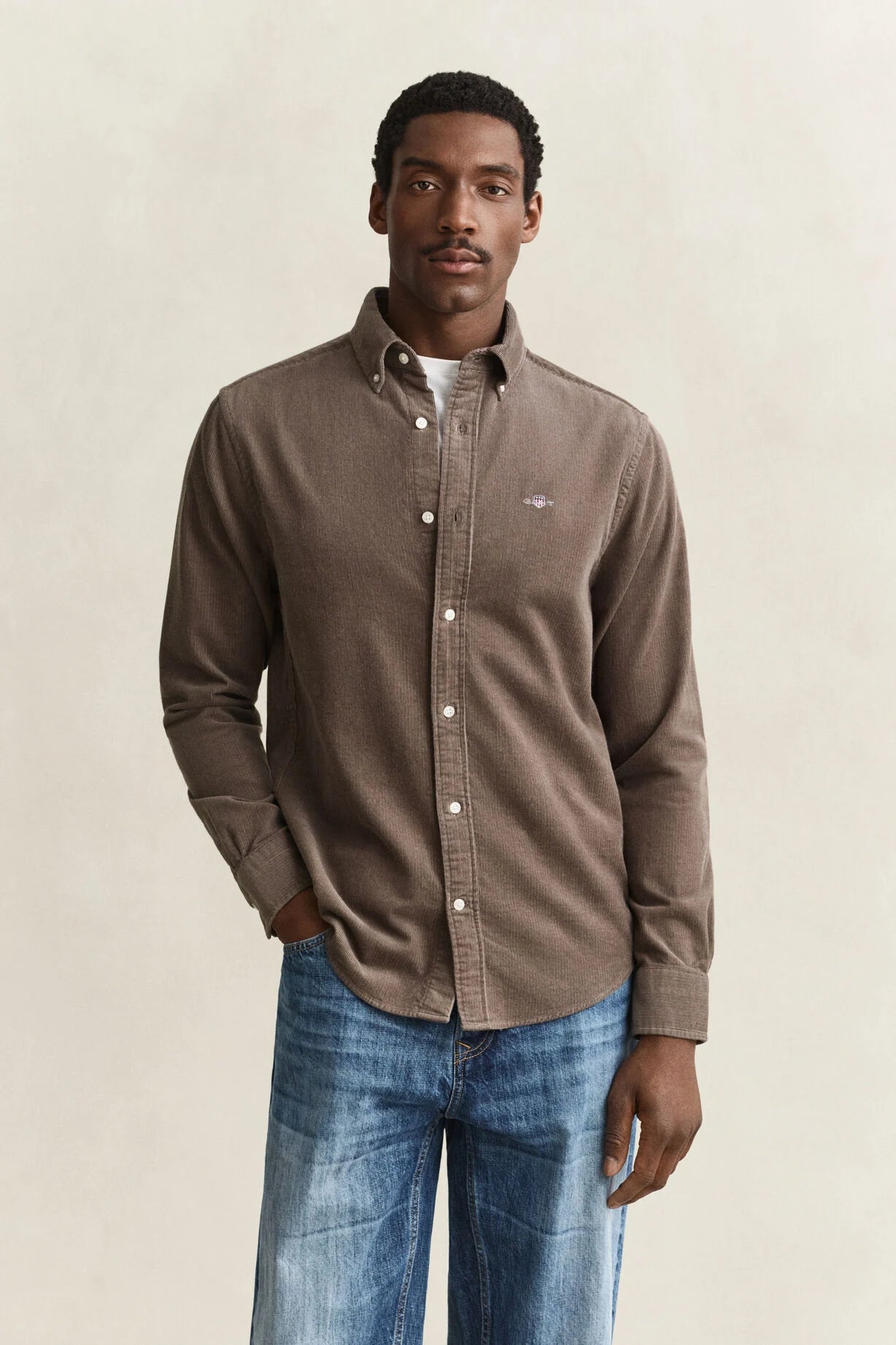 GANT Reg Fit Corduroy Shirt-Faded Taupe