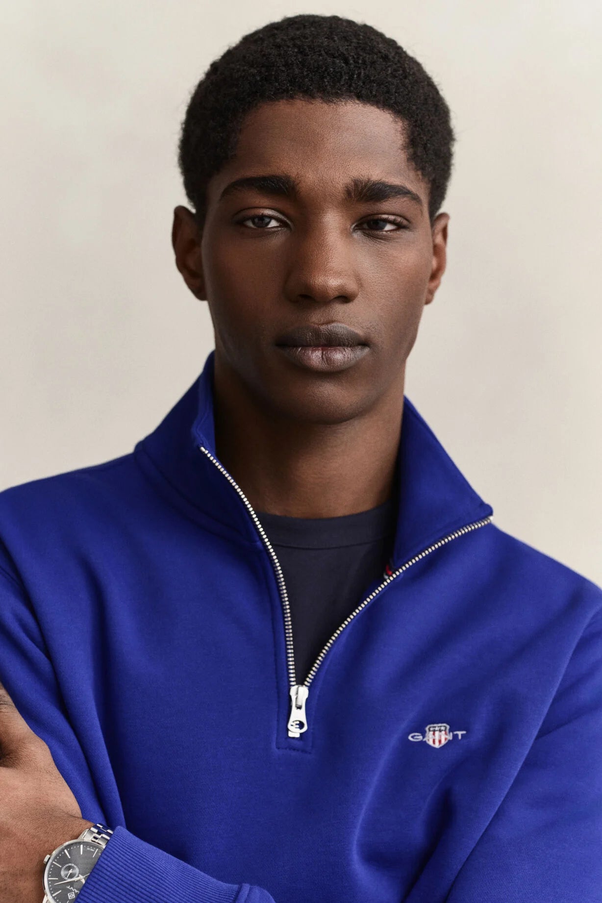 GANT Shield Half-Zip Sweatshirt-Crisp Blue