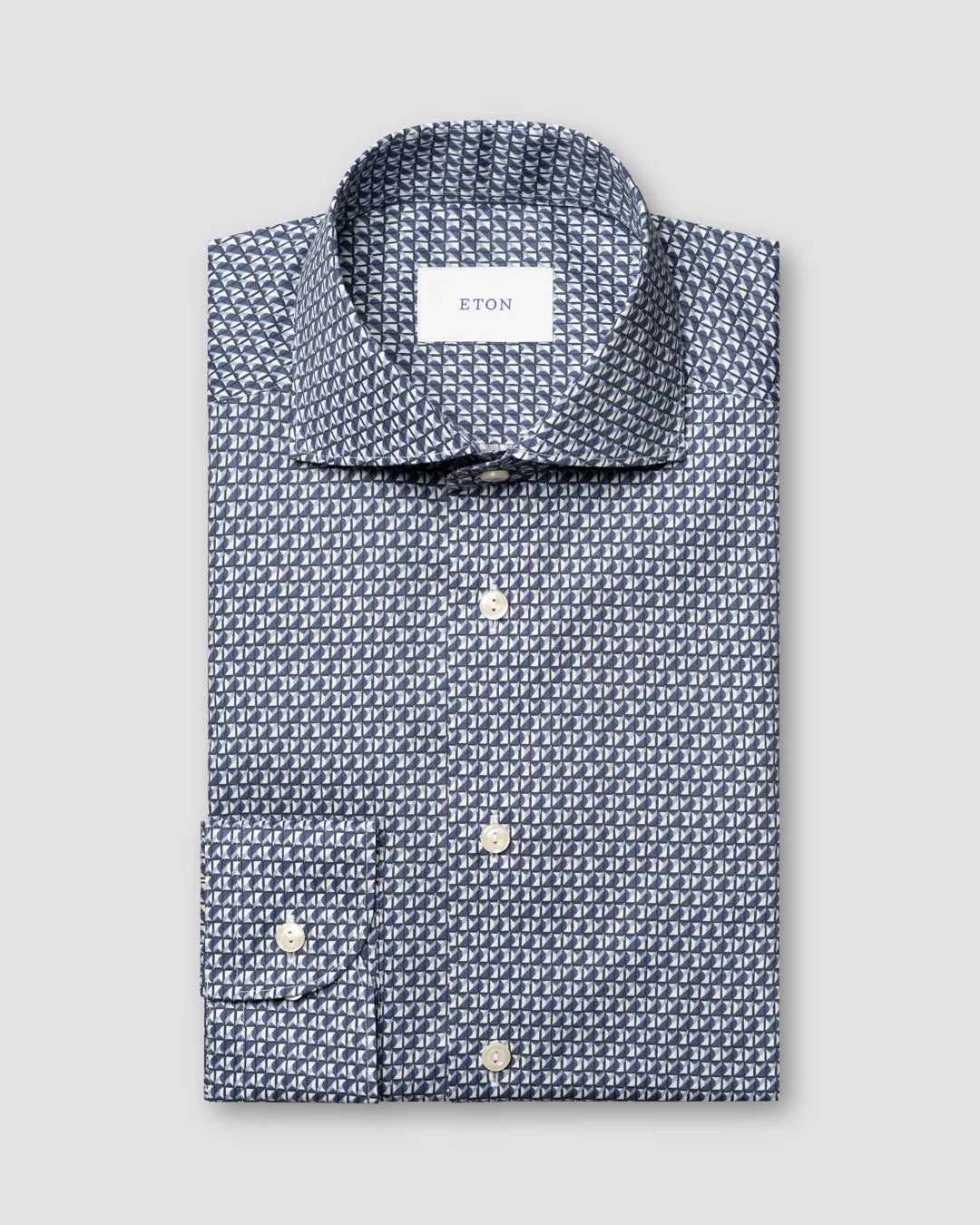 Eton Geometric Signature Twill Contemporary Fit Shirt-Blue