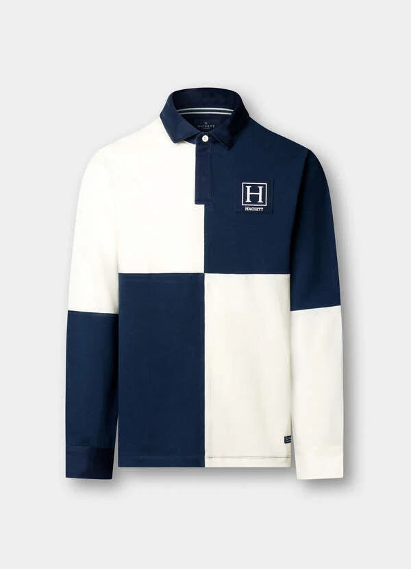 Hackett Heritage Classic Fit Branded Quad Rugby Shirt-Old Navy