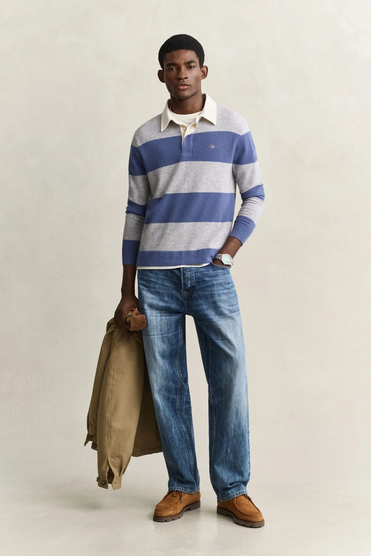 GANT Barstriped Lambswool Rugger-Grey Melange