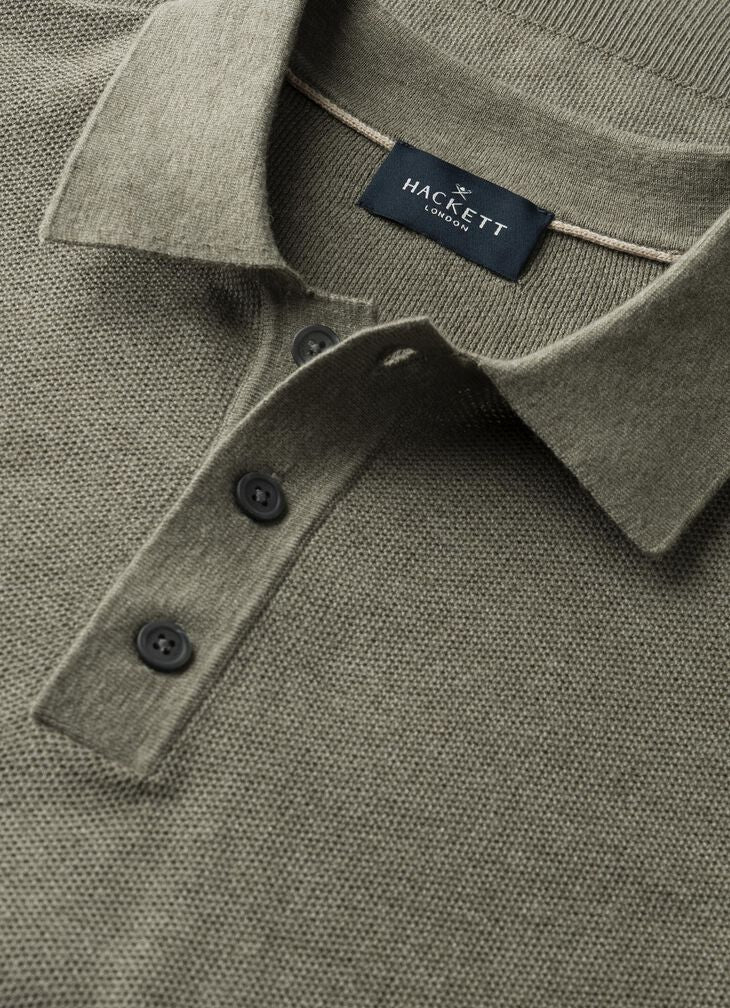 Hackett Classic Fit SS Knit Polo-Sage Green