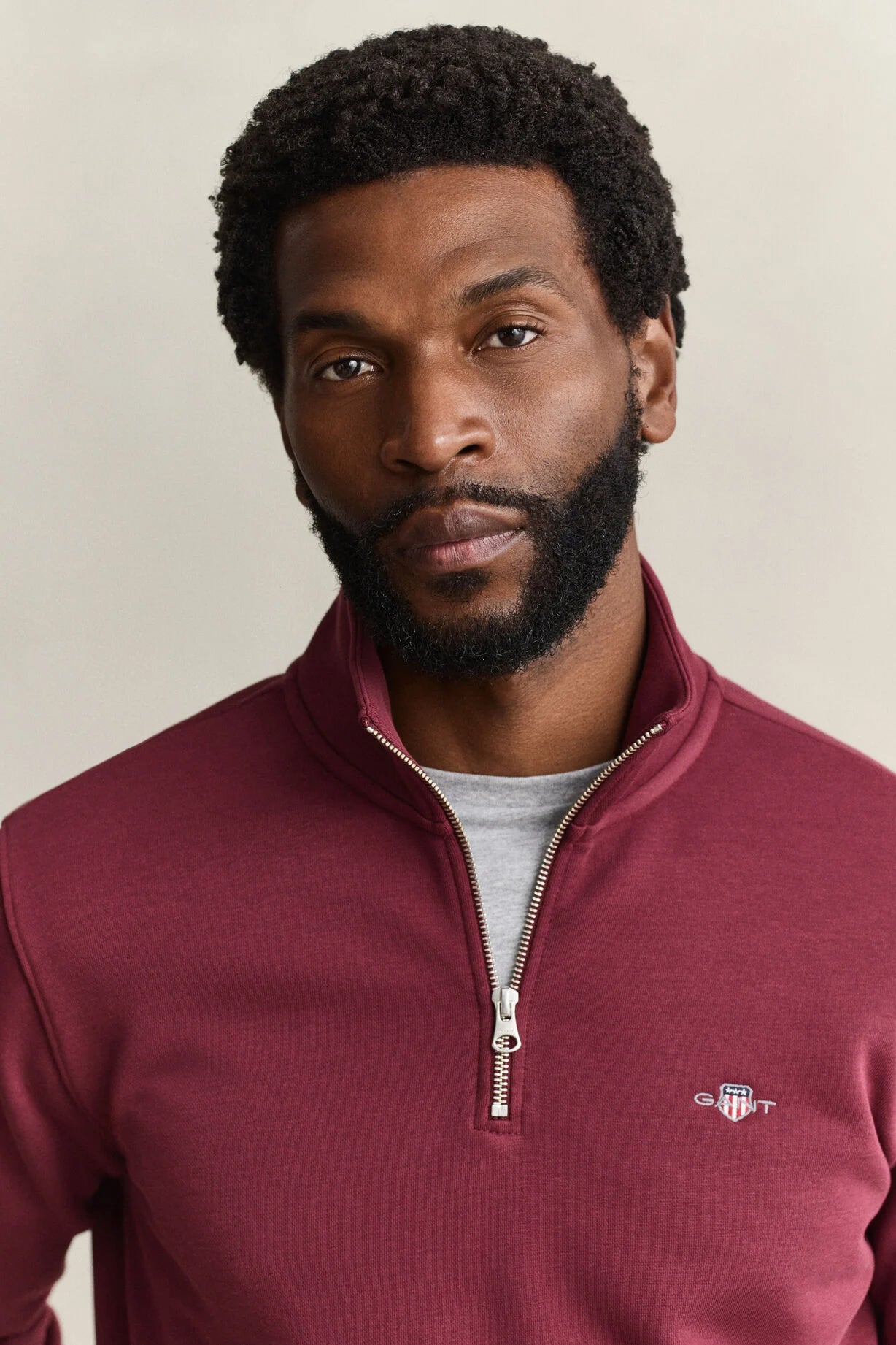GANT Shield Half-Zip Sweatshirt-Deep Grape Wine
