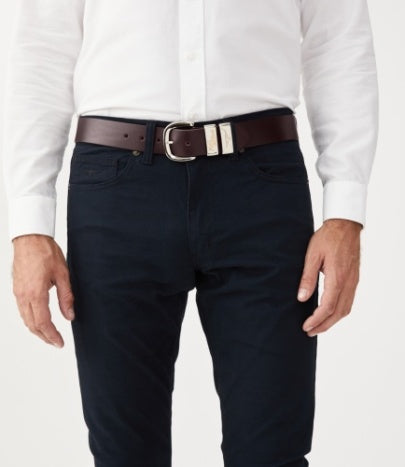 RM Williams 1.5" Drover Belt Chestnut Silver & Gold