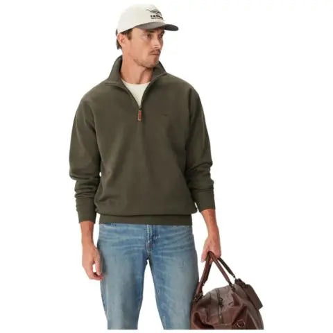 RM Williams 1/4 Zip Mulyungarie Fleece Sweatshirt-Fatigue Green