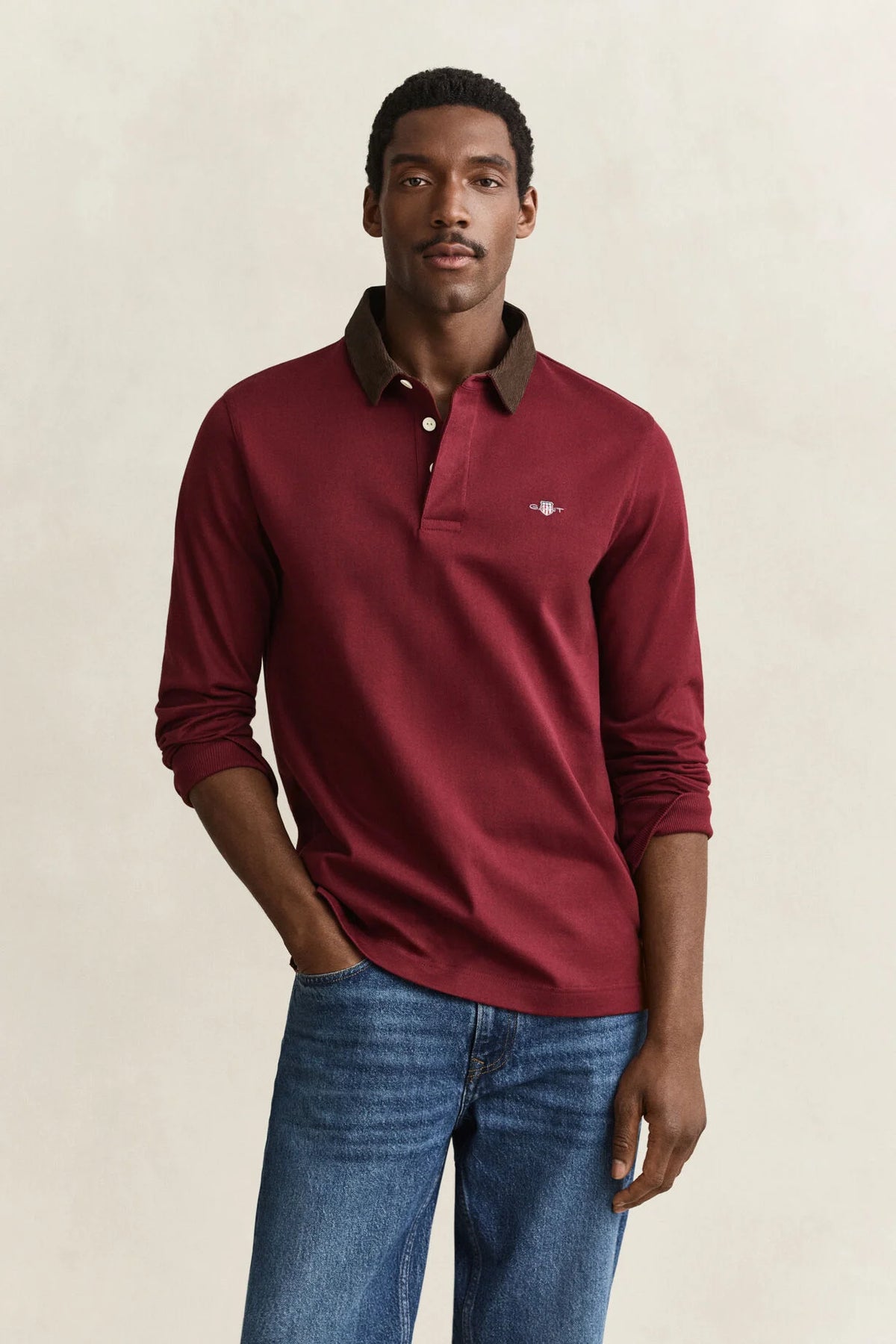 GANT Reg Fit Corduroy Collar Rugger-Deep Grape Wine