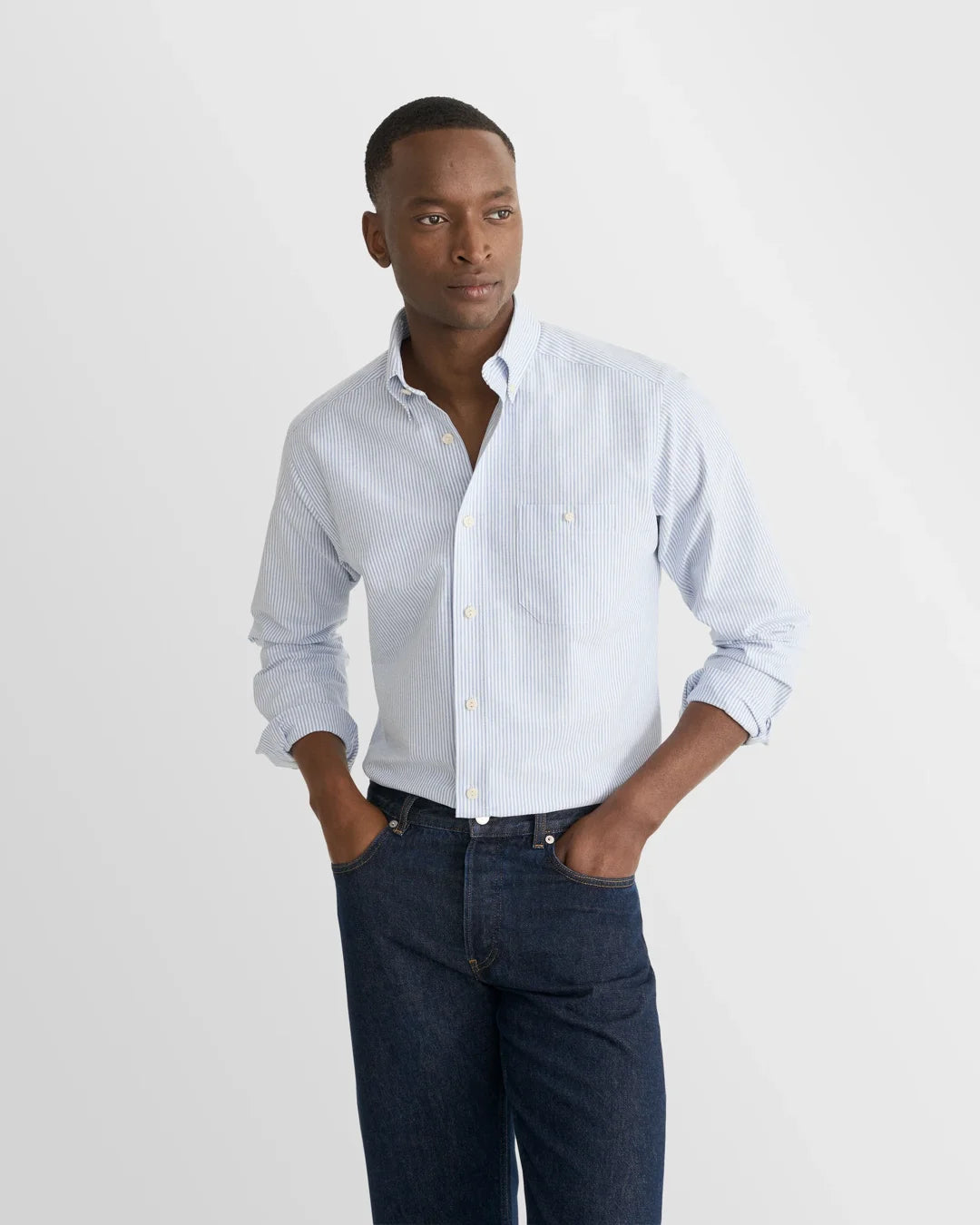 Eton Striped Oxford Shirt-Blue