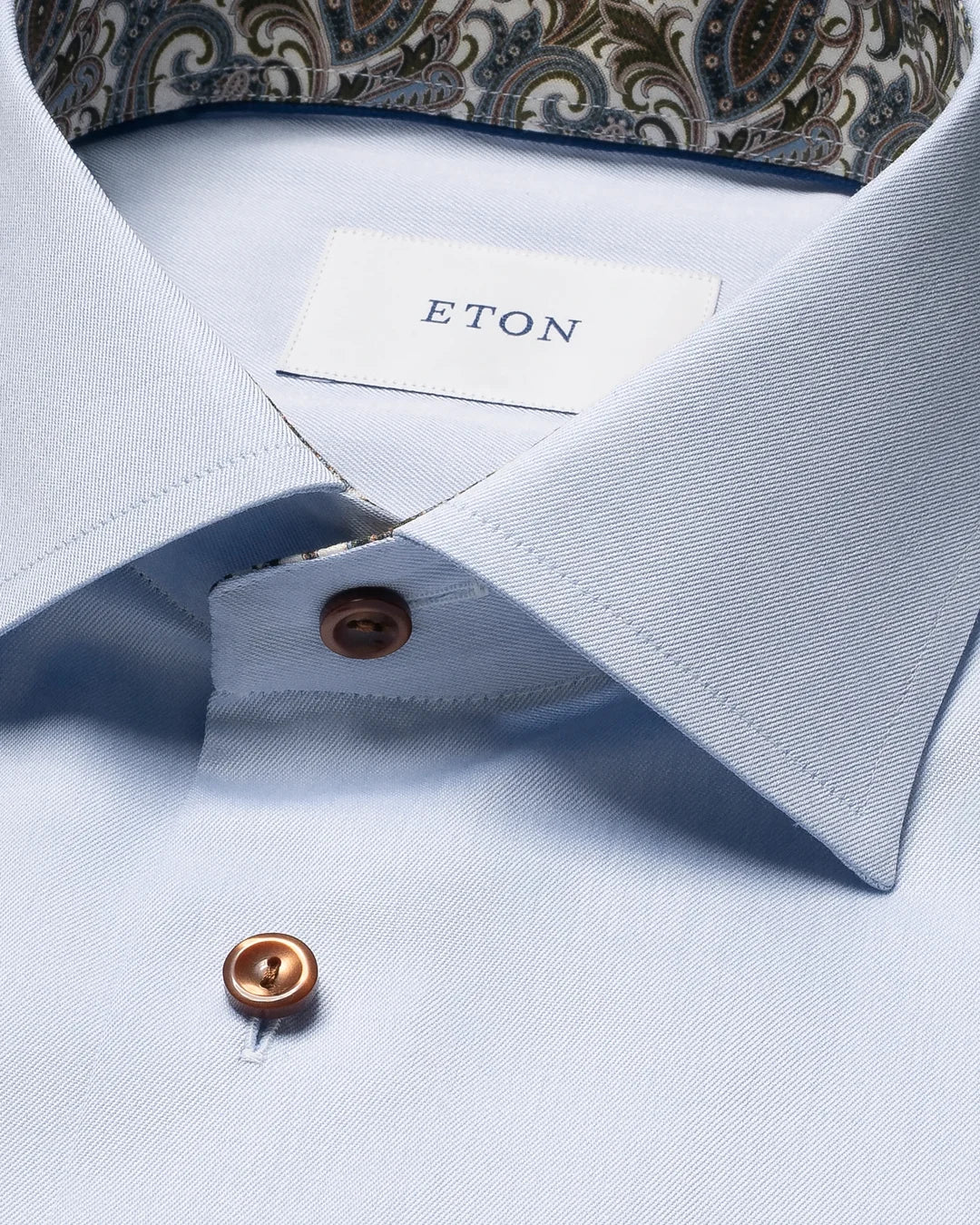 Eton Paisley Effect Signature Twill Contemporary Fit Shirt-Blue