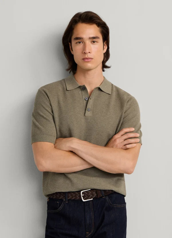 Hackett Classic Fit SS Knit Polo-Sage Green