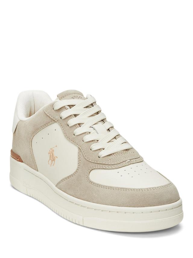 Polo Ralph Lauren Masters Court Leather/Suede Trainers-Milkshake/Ecru