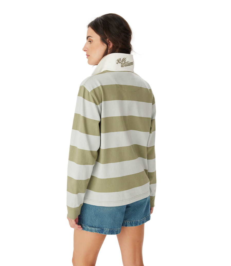 RM Williams Womens Narran Stripe Rugby-Lichen