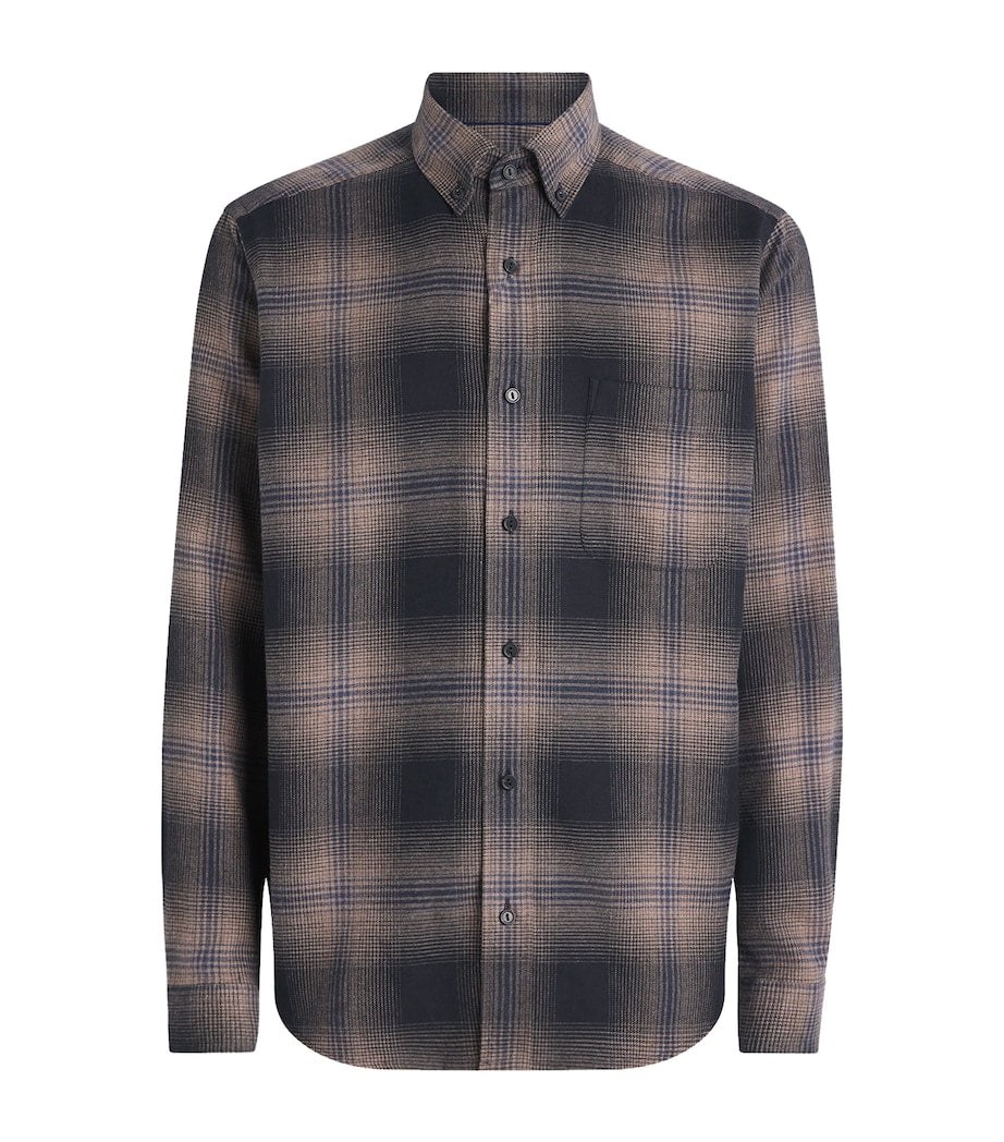 Eton Plaid Check Flannel Shirt-Navy