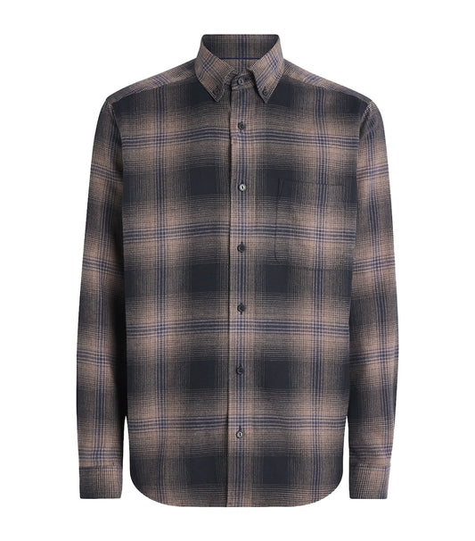 Eton Plaid Check Flannel Shirt-Navy