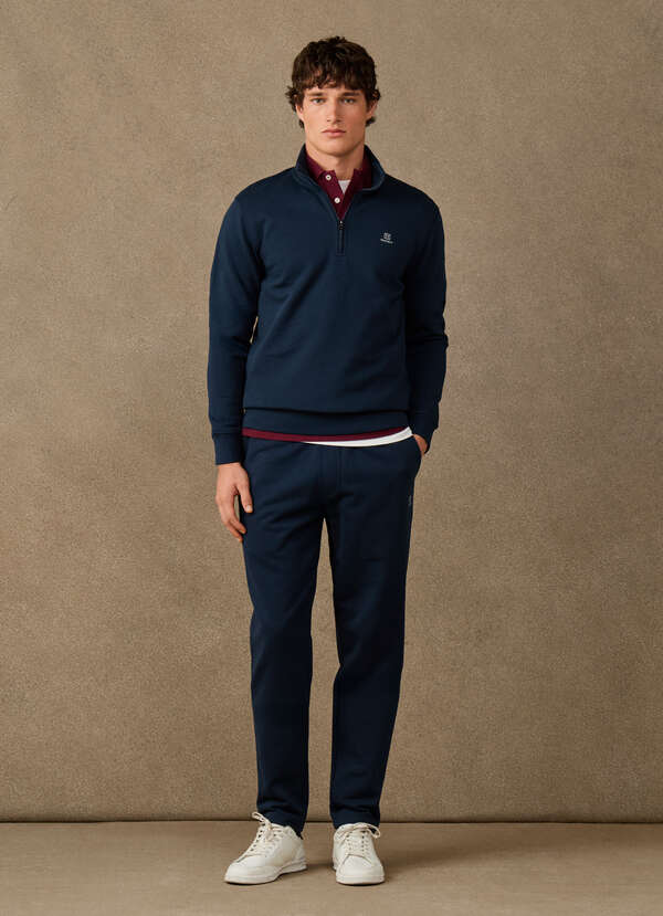 Hackett Heritage Branded Cotton Quarter Zip Sweatshirt-Old Navy