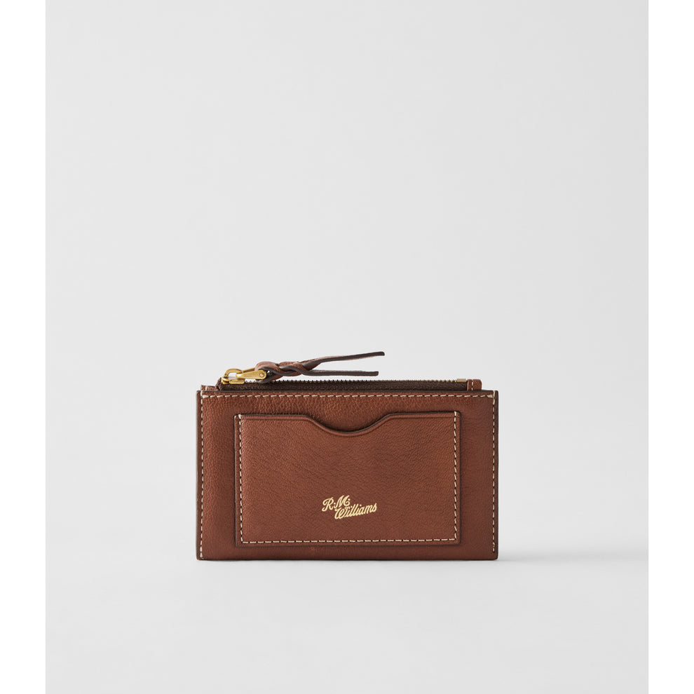 RM Williams Womens Ranger Zip Plait Cardholder-Mid Brown