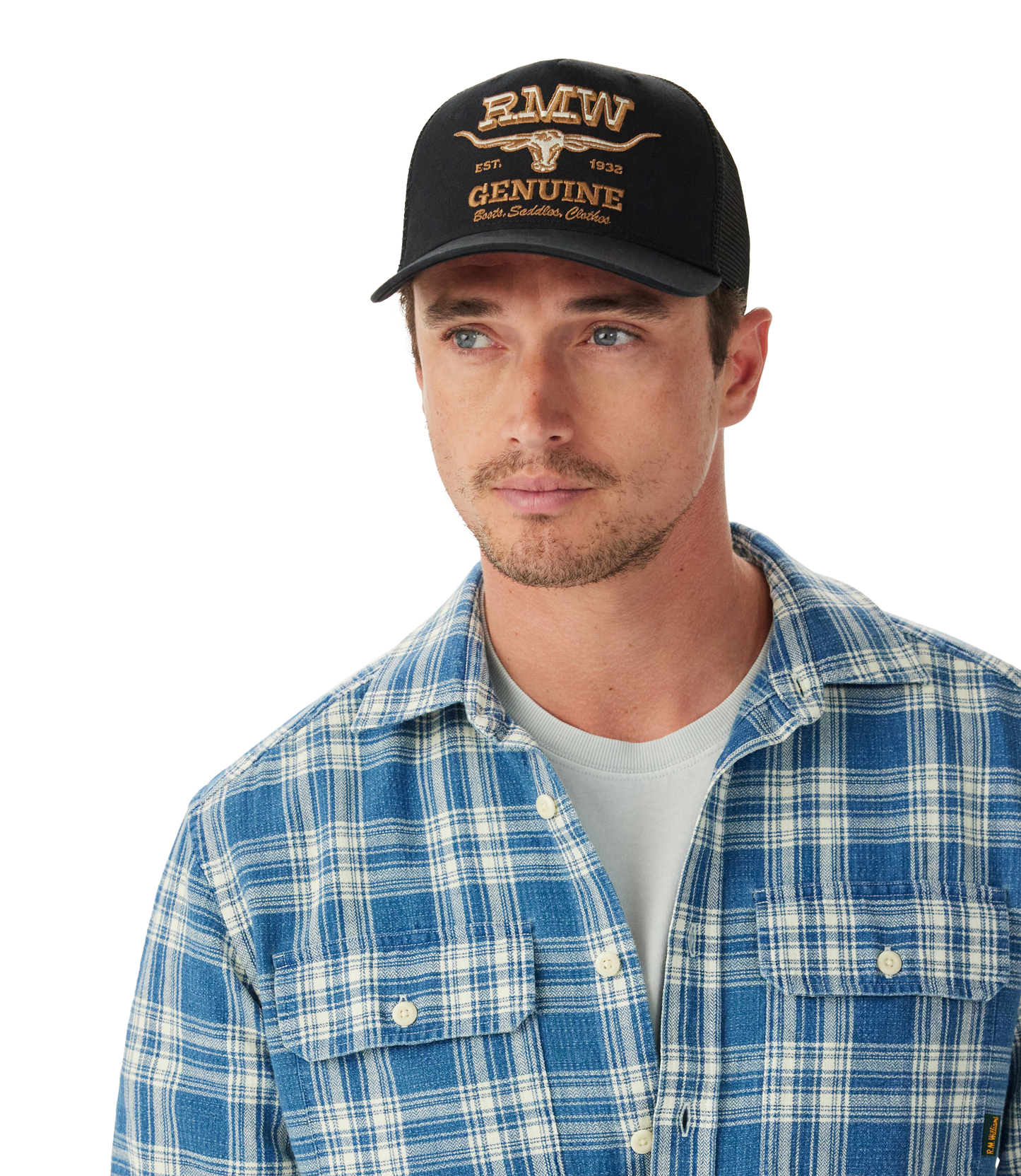 RM Williams Genuine Longhorn Trucker Cap-Worker Black