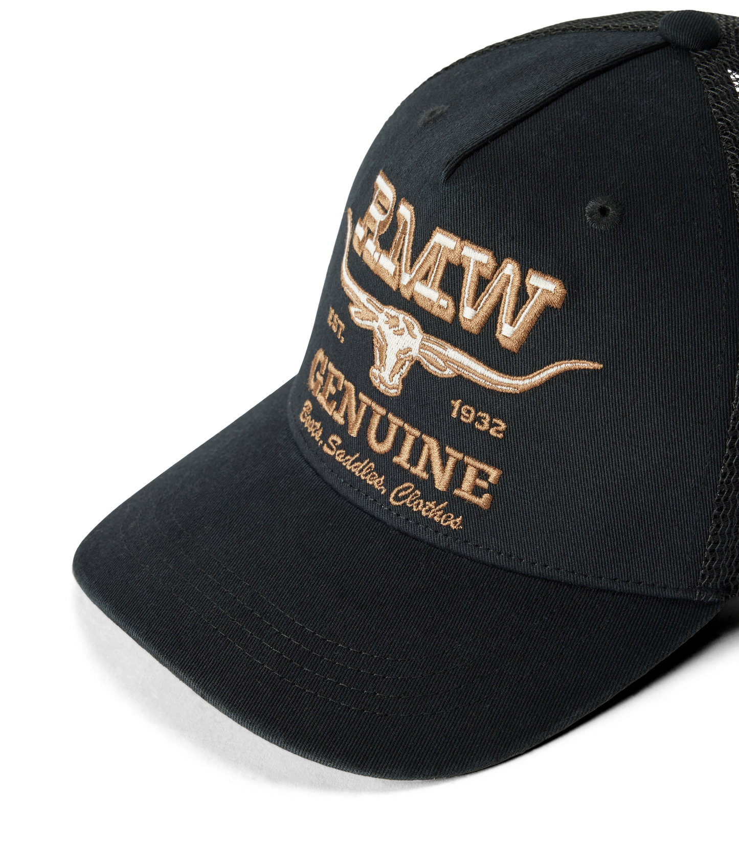 RM Williams Genuine Longhorn Trucker Cap-Worker Black
