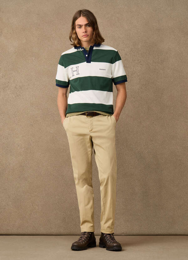 Hackett Heritage Classic Fit Striped Polo Shirt-Rugby Green