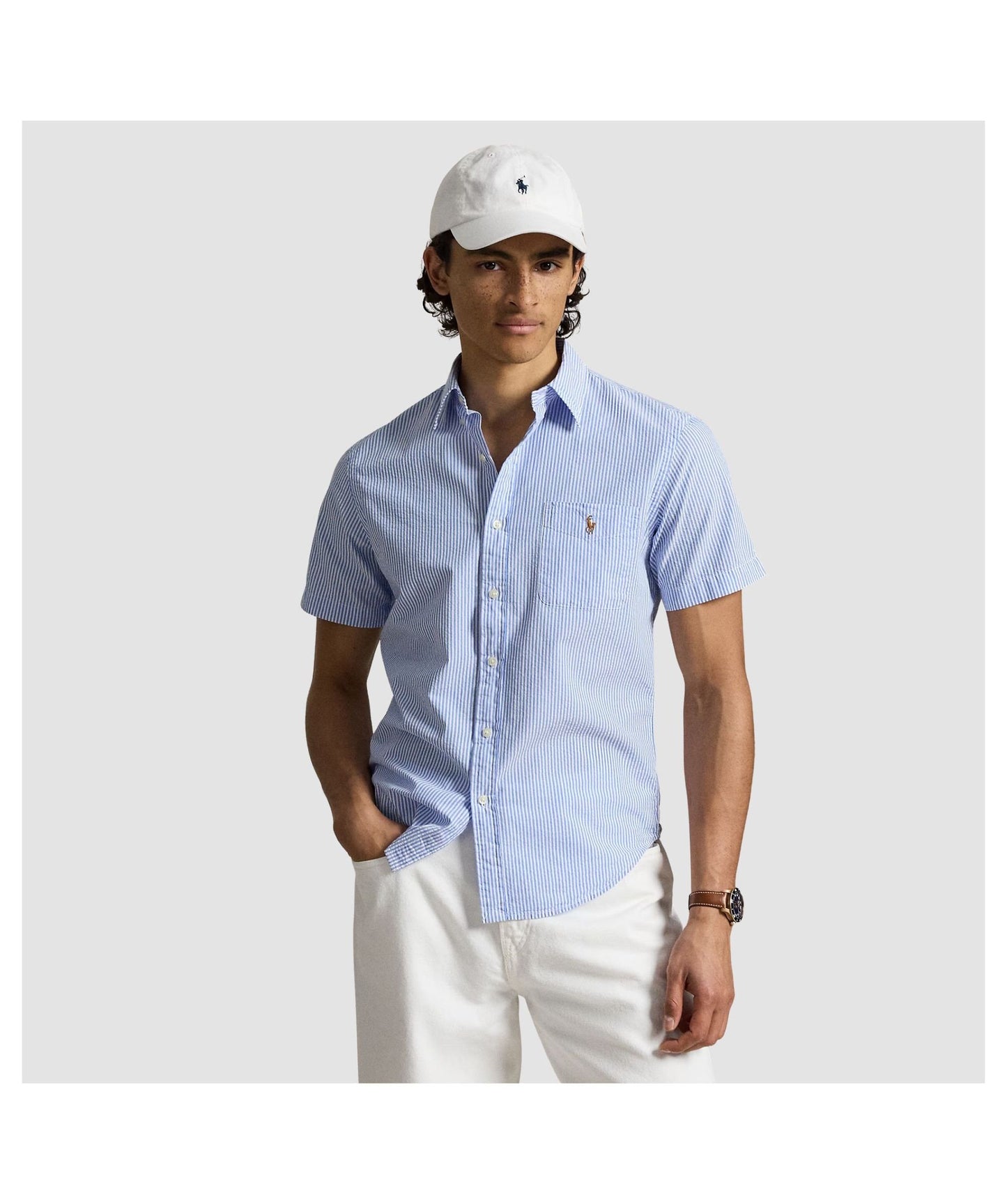 Polo Ralph Lauren Prepster Custom Fit Seersucker Shirt-Blue/White