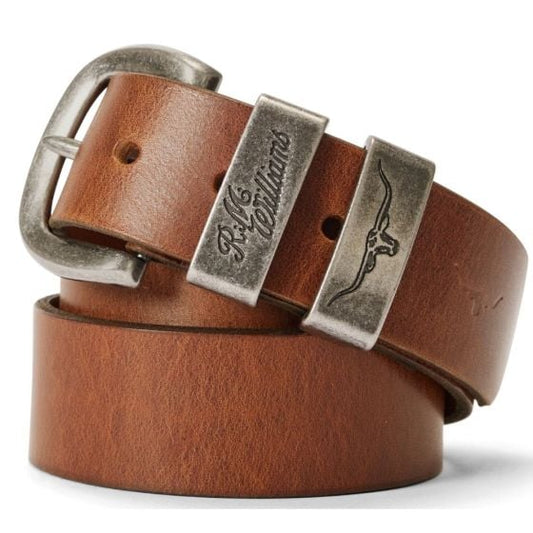 RM Williams Caramel Drover Belt with Antique Silver Buckle