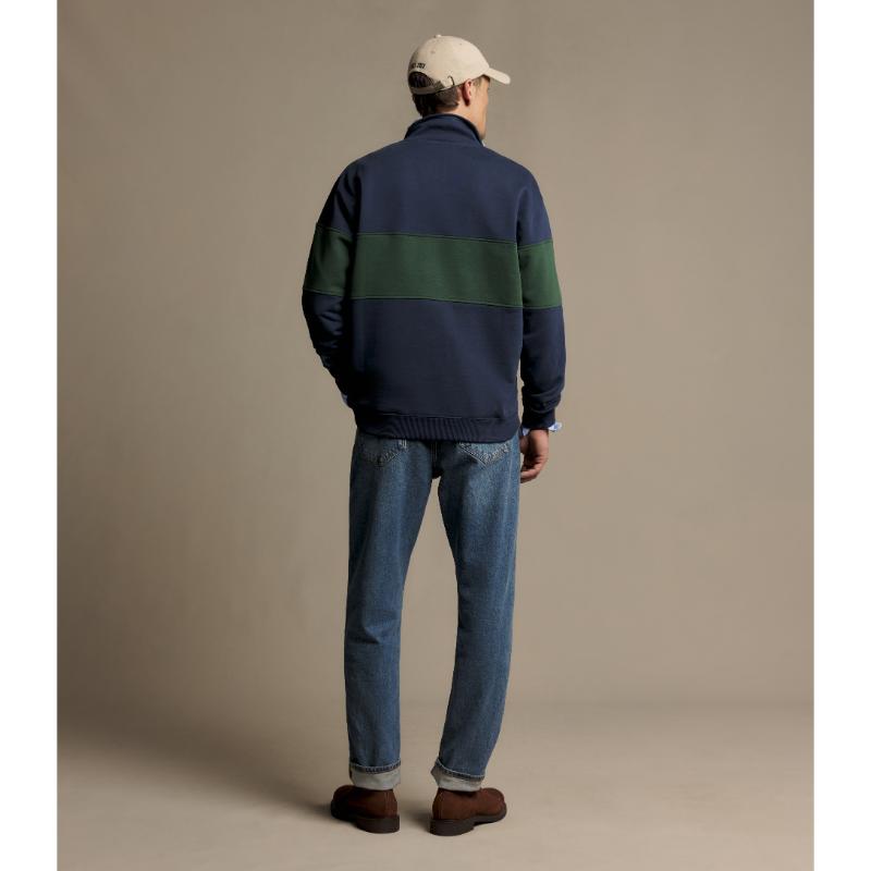 RM Williams Heritage Panel 1/4 Zip Sweatshirt-Worker Blue