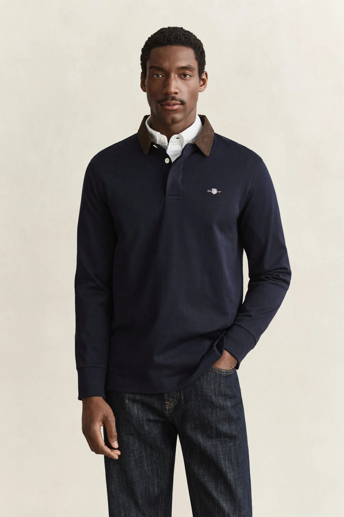 GANT Reg Fit Corduroy Collar Rugger-Evening Blue