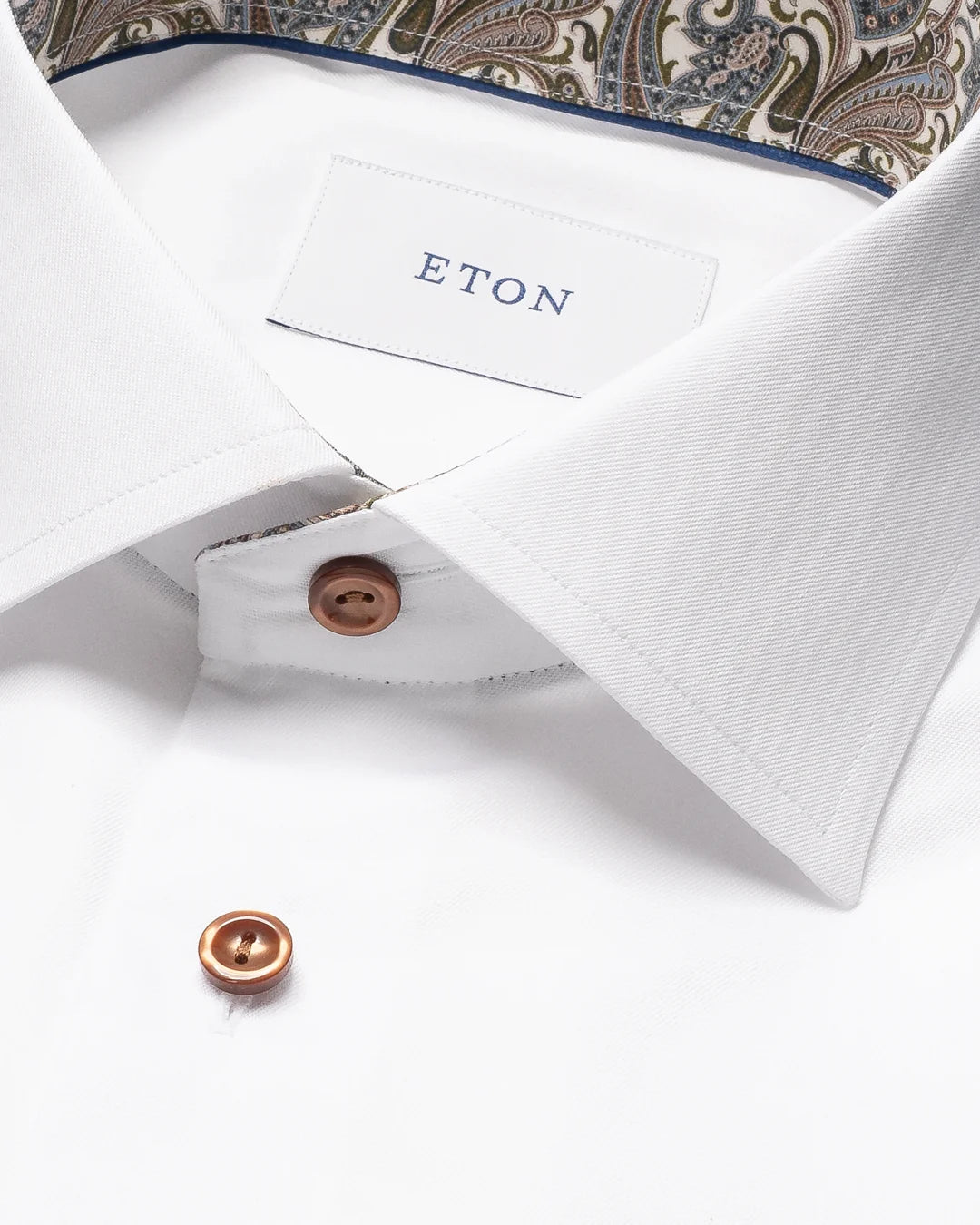 Eton Paisley Effect Signature Twill Contemporary Fit Shirt-White