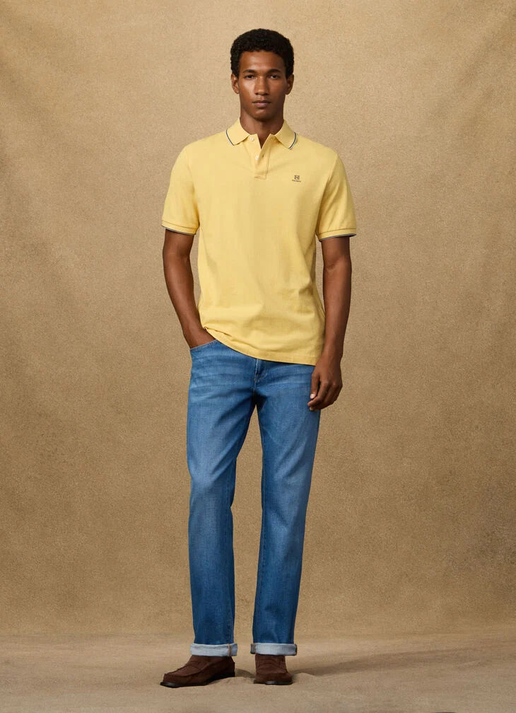 Hackett Heritage Classic Fit Tipped Polo - Golden Yellow