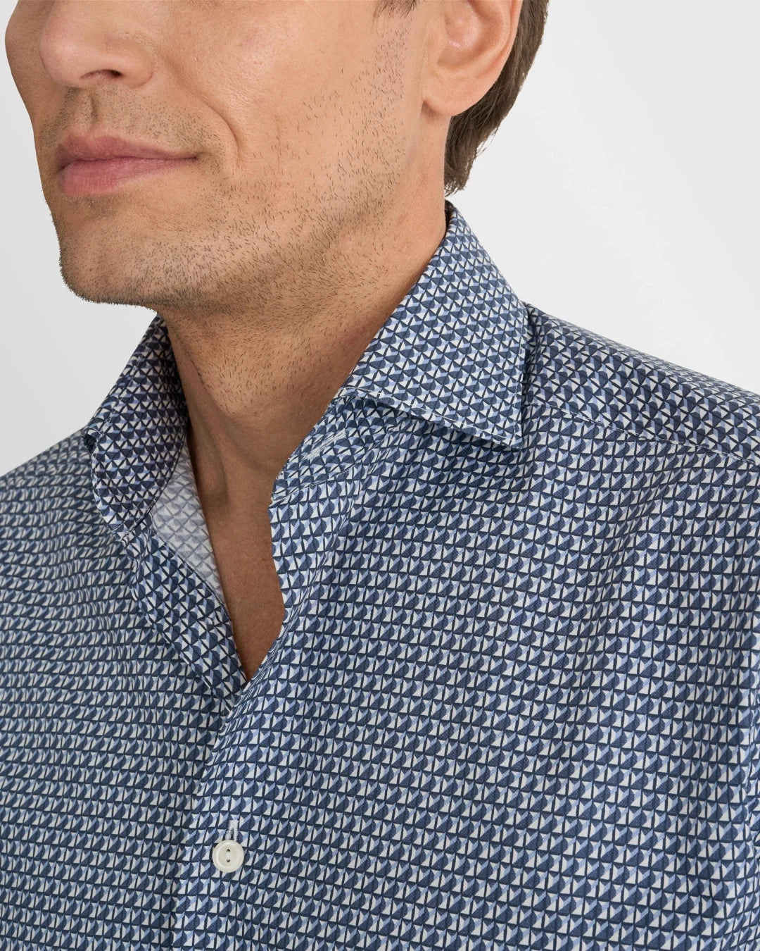 Eton Geometric Signature Twill Contemporary Fit Shirt-Blue