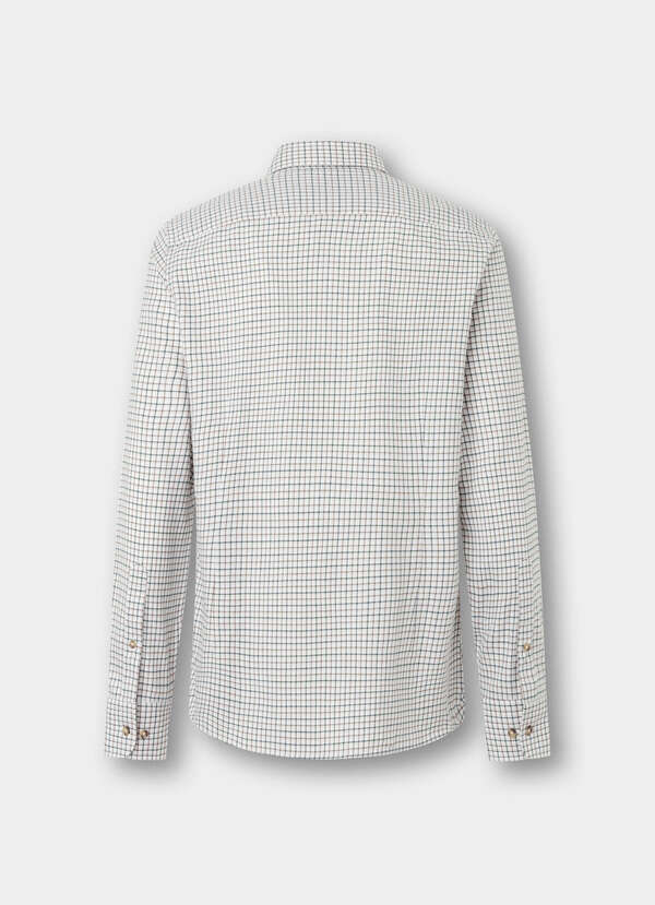 Hackett London Tailored Fit Checked Flannel Shirt-Hunter Green