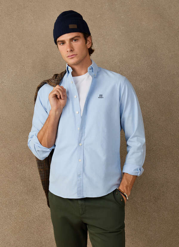 Hackett Heritage Classic Fit Solid Oxford Shirt-Blue