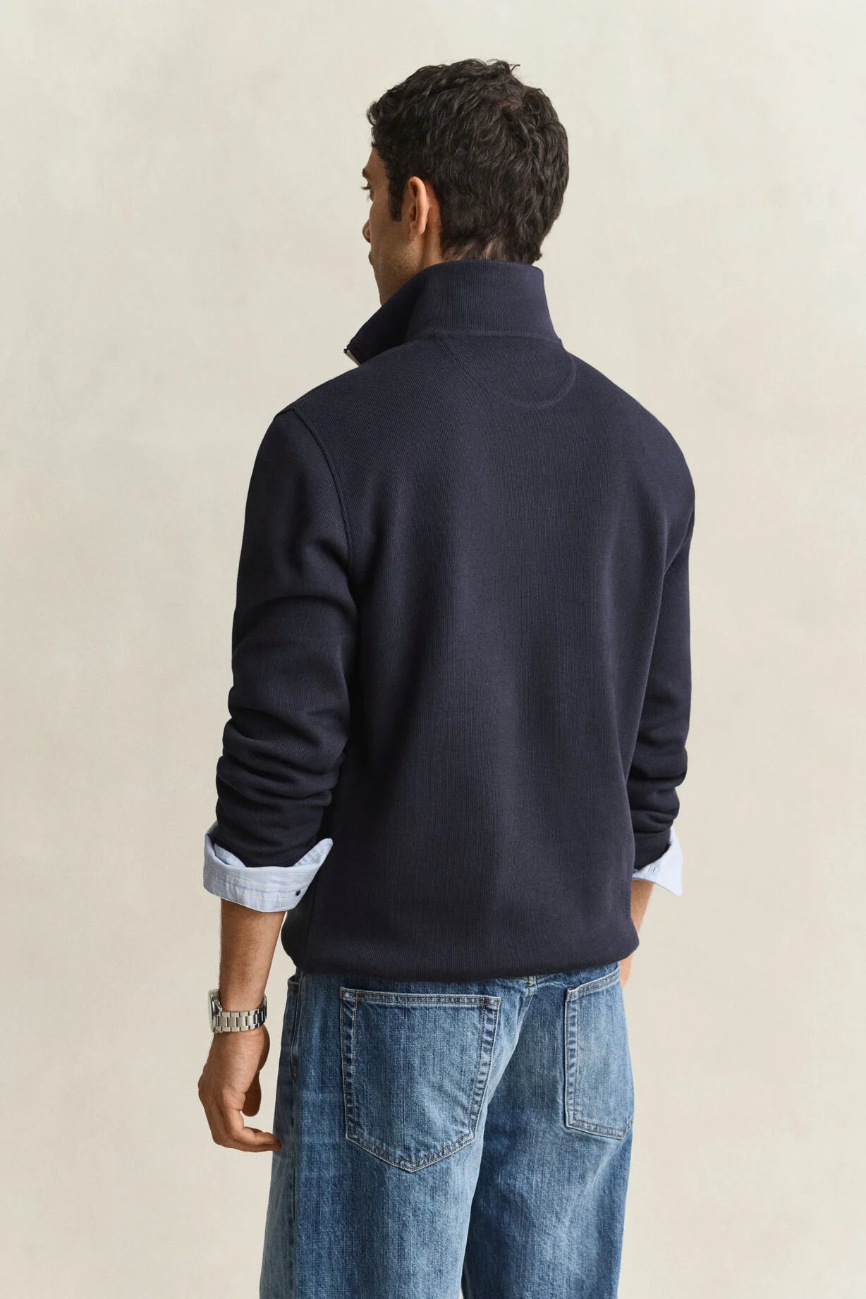 GANT Sacker Rib Half-Zip Sweatshirt-Evening Blue