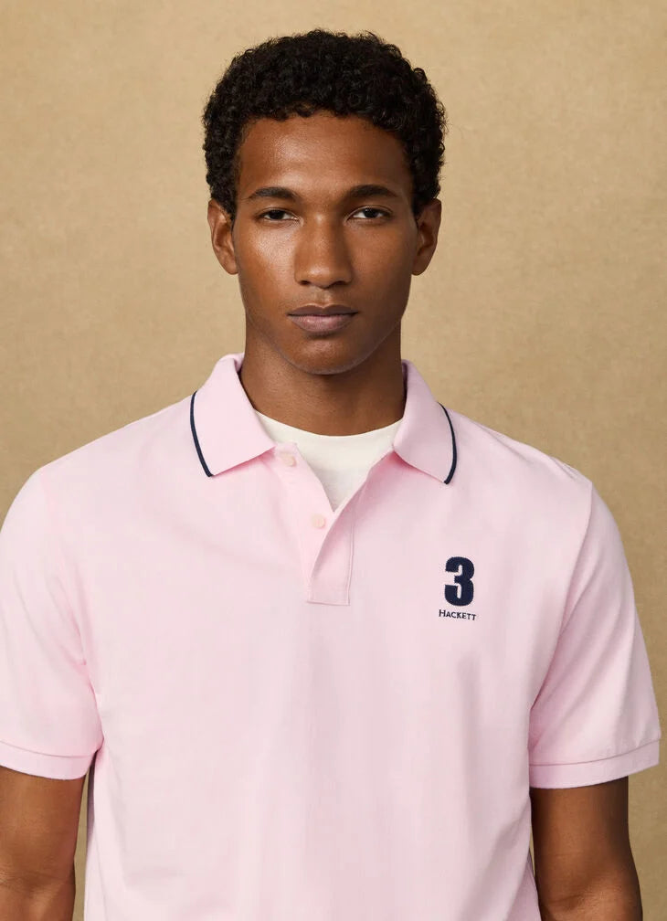 Hackett Heritage Classic Fit Number Polo - Light Pink