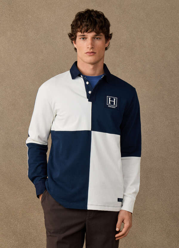 Hackett Heritage Classic Fit Branded Quad Rugby Shirt-Old Navy