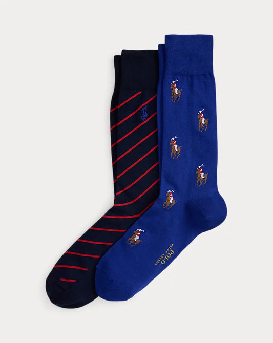 Polo Ralph Lauren Signature Pony & Striped Sock 2-Pack