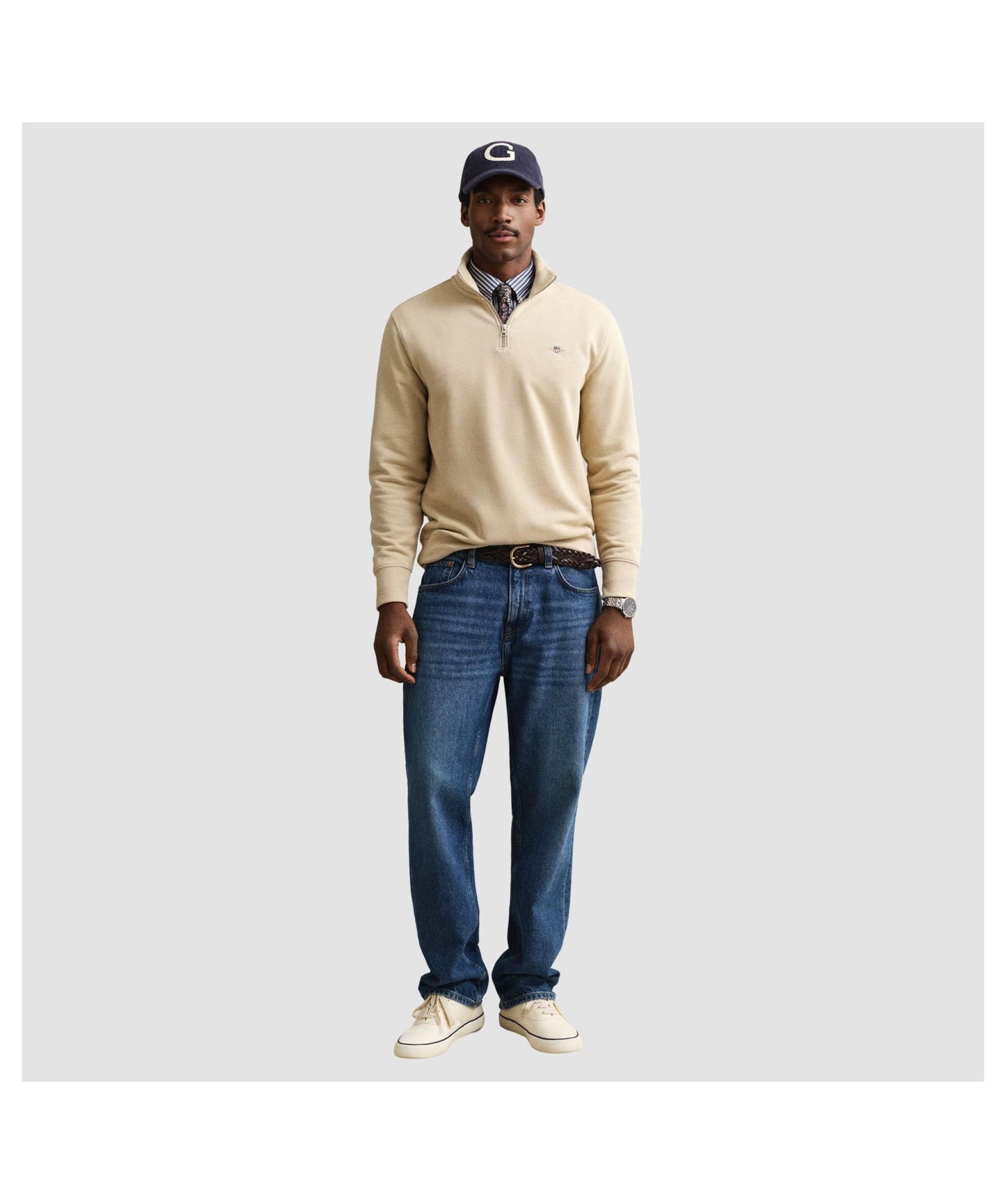 GANT Shield Half-Zip Sweatshirt - Oat Beige